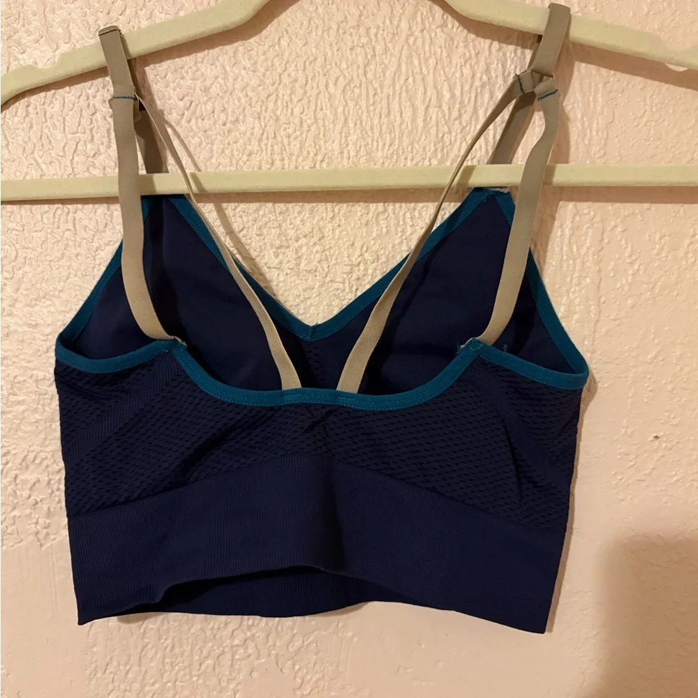 knix Navy Bralette with Teal Trim and Tan Straps - Picture 2 of 3
